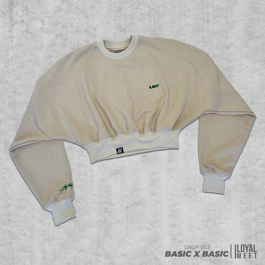 CREWNECK BASIC CROPPED BEIGE