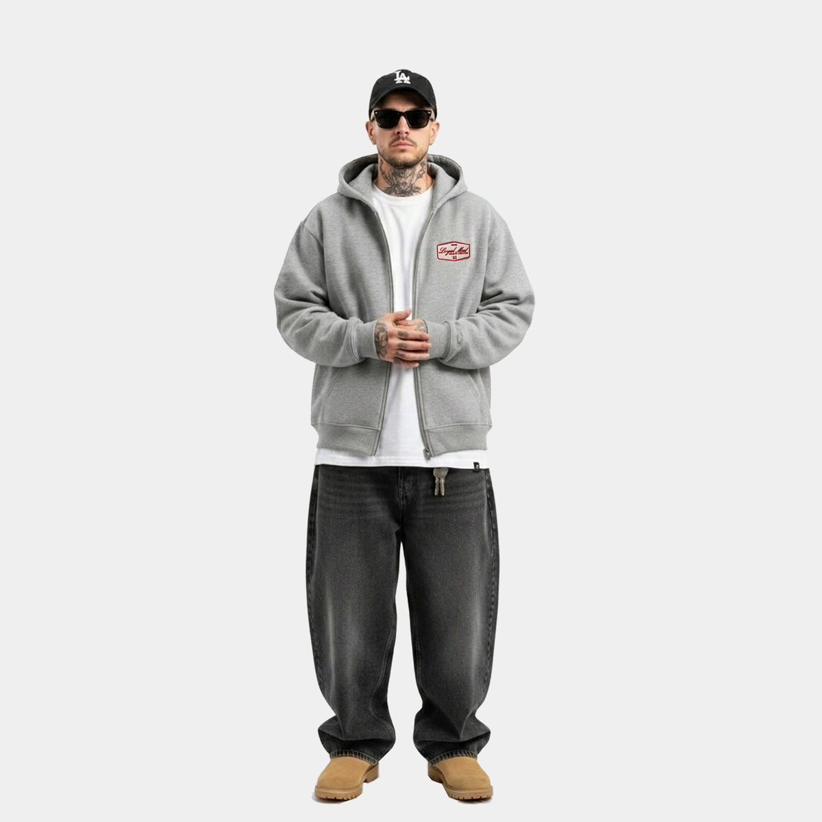 HOODIE GRIS ZIPPER DOBLE ZIP